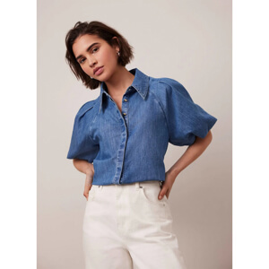 Mint Velvet Indigo Denim Puff Sleeve Shirt